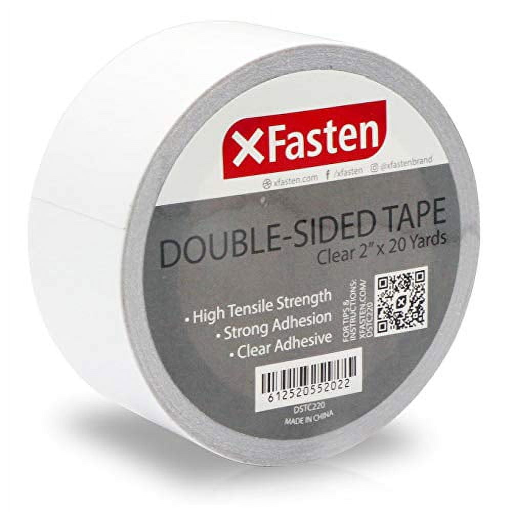 Xfasten Double Sided Tape Clear, Removable, 1-inch By 20-yards, Pack Of 3  Ideal As A Gift Wrap Tape, Holding Carpets, And Woodworking