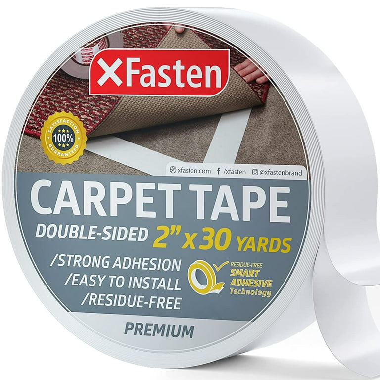 XFasten Double Sided Carpet Tape, 2 Inches x 30 Yards Bundle with Carpet  Tape, 2 Inches x 20 Yards - Double Sided Carpet Tape for Area Rugs and
