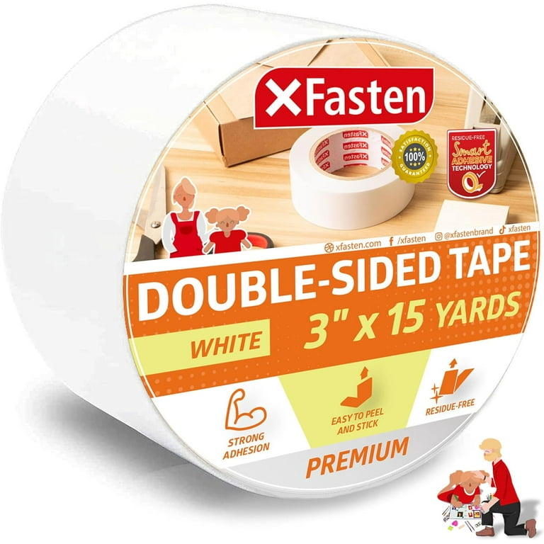 XFasten Double Sided Tape, 3-Inch by 15-Yards, Single Roll 