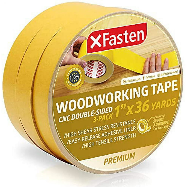 XFasten Double Sided Woodworking Tape, 1/2 Inch x 36 Yards