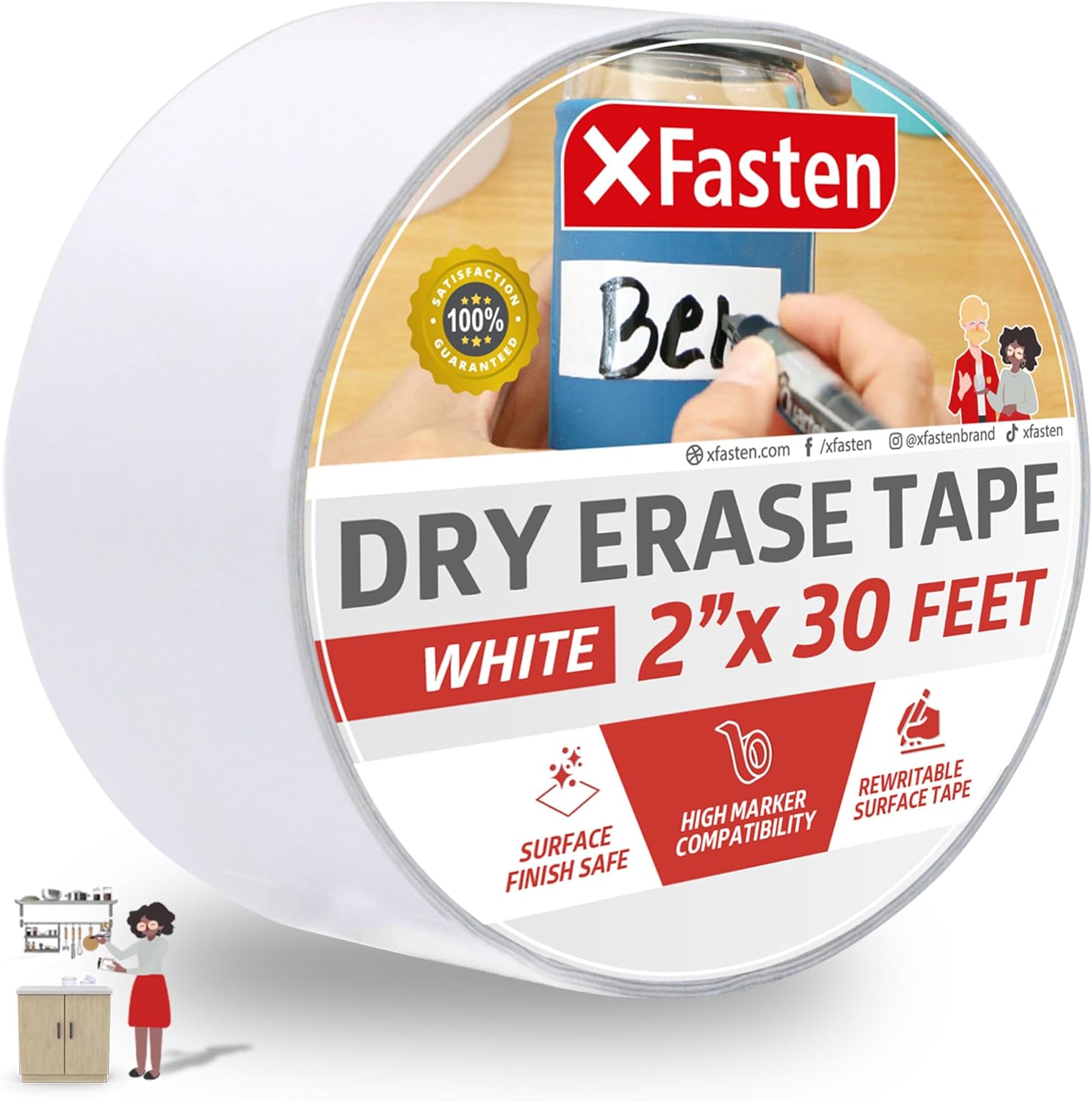 Scotch Dry Erase Tape, 1.88 Inches x 5 Yards, White