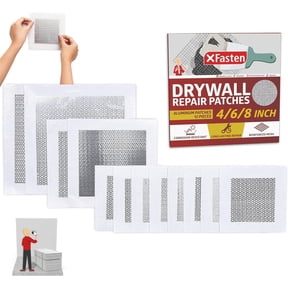 XFasten Drywall Repair Kit 12-Pack 4/6/8 Inch Aluminum Dry Wall Repair Patch Kit, Wall Patch Kit for Holes Drywall, Sheetrock Repair Kit, Ceiling Mesh Self-Adhesive Drywall Hole Repair Kit