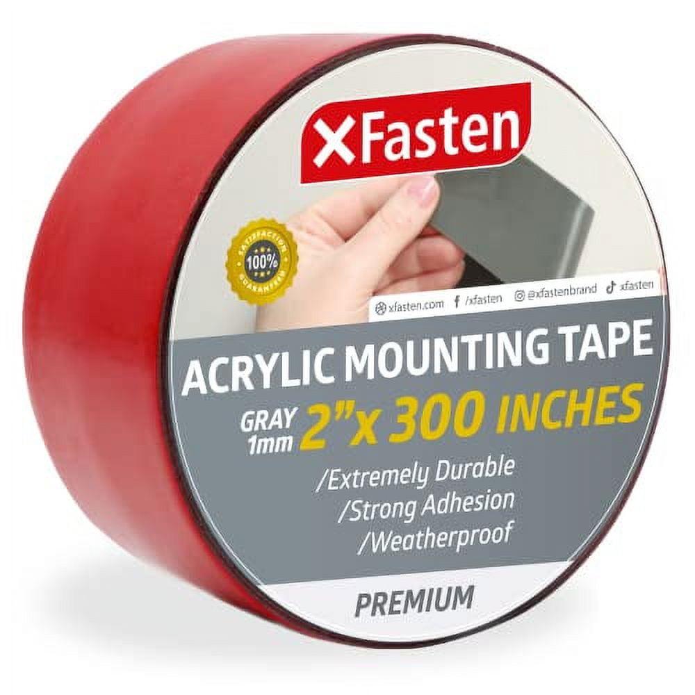 XFasten Extreme Double-Sided Acrylic Mounting Tape Removable, Gray, 2 ...
