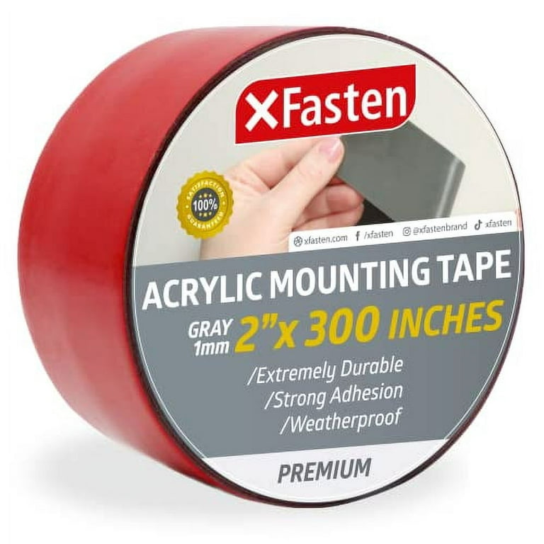 XFasten Double Sided Acrylic Mounting Tape Removable, White, 1-Inch x  450-Inch, Weatherproof Adhesive for Brick, Walls- Indoor and Outdoor