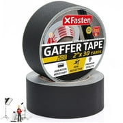 XFasten Gaffer Tape, Black, 2" x 30 Yards, 2 Pack, Heavy Duty Cloth Tape 2-Pack 180-feet Total