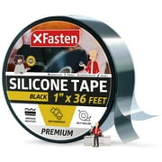 XFasten Self Fusing Silicone Tape Black 1" X 36-Foot, Silicone Tape for Plumbing, Leak Seal Tape Waterproof, Silicone Grip Tape, Rubber Tape Thick for Pipe, Hose Repair Tape, Stop Leak Tape