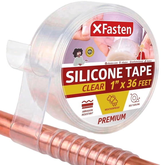 XFasten Silicone Tape, Clear, 1" x 36 Feet, Self-Fusing Waterproof Tape