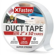 XFasten Super Strong Duct Tape, White, 2" x 50 Yards Waterproof Duct Tape for Outdoor, Indoor, School and Industrial Use