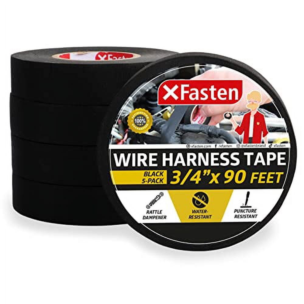 XFasten Wire Harness Tape 450ft 3/4 Inch x 90ft (5Pack) Cloth Tape