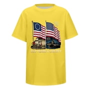 XFeng America 250 Anniversary T Shirts for Men Casual Flag Graphic Patriotic Tee 4Th of July Short Sleeve Top  Yellow L