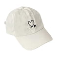 thumbnail image 1 of XFeng Beige Double Linked Heart Embroidery Baseball Cap, Solid Light Cream Adjustable Sweet Women Casual Dad Hat, 1 of 3