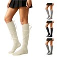 thumbnail image 1 of XFeng Bow Decor Knee High Socks Y2K Slouch Calf Socks for Women, 1 of 5