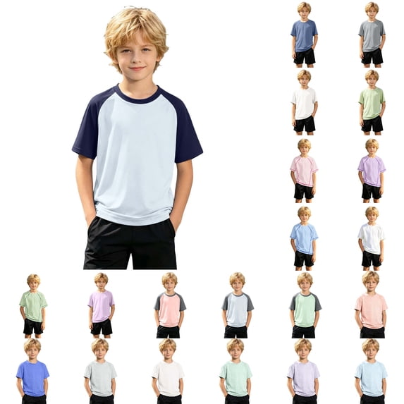 XFeng Boy's UPF 50 Rash Guard Swim Shirts Short Sleeve Sun Protection SPF Fishing Surfing Water Beach Shirts Quick Dry,Navy,4-5 Years