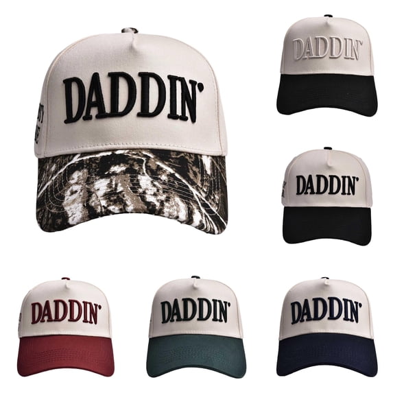 XFeng Daddin Embroidered Trucker Hat Two Tone Curved Brim Mesh Back Baseball Cap Men Dad Hat
