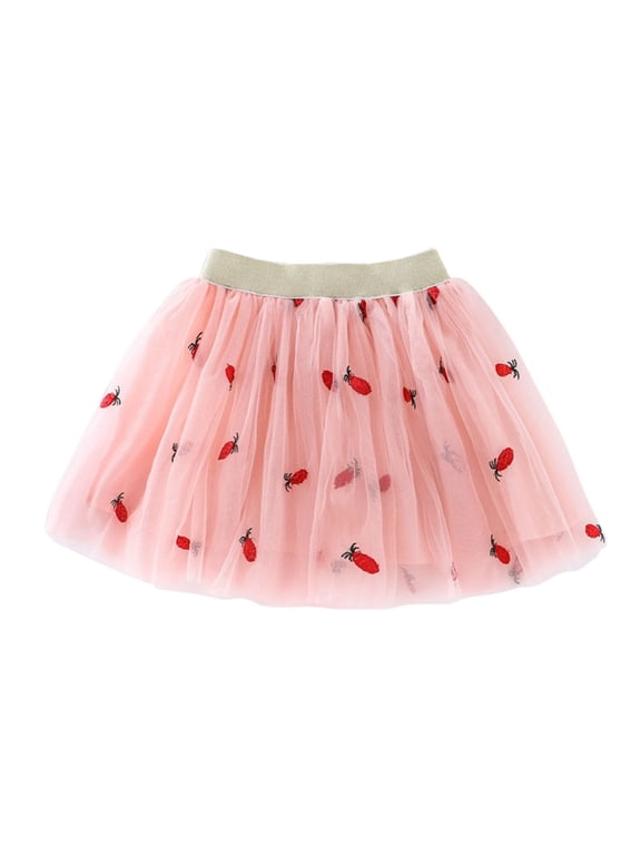 Embroidery Tulle Tutu Skirt With Plaid Striped Rainbow Flower For Girls 1 10 Years Size 4-5T