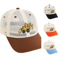 thumbnail image 1 of XFeng Excavator Embroidery Full Mesh Kids Baseball Cap, Two Tone Beige Mesh Black Brim Breathable Toddler Boys Sun Hat, 1 of 4