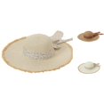 thumbnail image 1 of XFeng Fringed Straw Sun Hat Floral Bow Wide Brim Beach Hat, 1 of 5