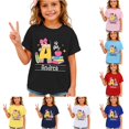 thumbnail image 1 of XFeng Girls Crew Neck Short Sleeve T-Shirt, Custom Initial Name School Book Pencil Graphic Casual Back To School Kid Tee, 1 of 5