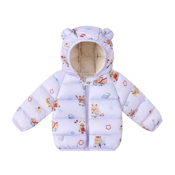 XFeng Infant Baby Girls Down Jacket Winter Coat Soft Hooded Coat With Ears Warm Thickened Outerwear Kids Clothing Pink Size 6-12 Months