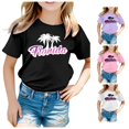 thumbnail image 1 of XFeng Kids Florida Palm Tree Graphic T-Shirt, Gradient Letter Coconut Tree Short Sleeve Casual Tee, 1 of 4
