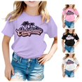 thumbnail image 1 of XFeng Kids Florida Palm Tree Graphic T-Shirt, Gradient Letter Coconut Tree Short Sleeve Casual Tee, 1 of 4