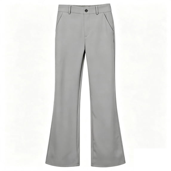 XFeng Kids High Waist Gray Flare Suit Pants Elastic Back Waist Back To School Dress Trousers