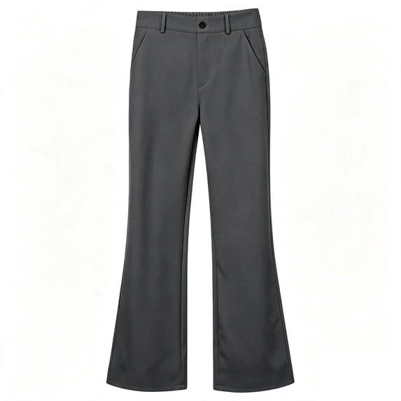 XFeng Kids High Waist Gray Flare Suit Pants Elastic Back Waist Back To School Dress Trousers