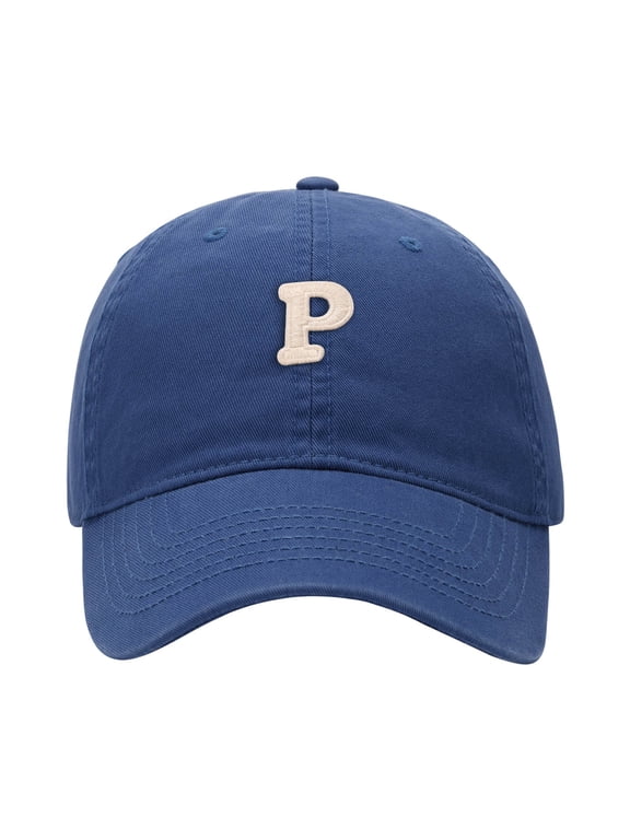 Letter P Embroidery Baseball Cap, Vintage Washed Light Blue Adjustable Casual Dad Hat