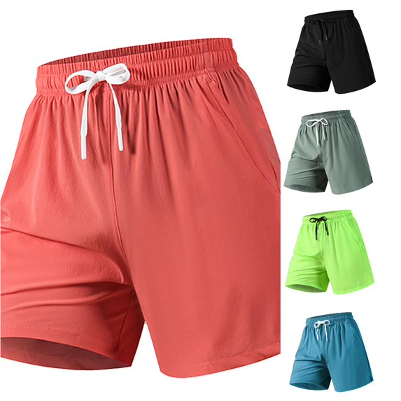 XFeng Men Athletic Shorts Elastic Drawstring Waist Quick Dry Side Split Casual Sports Shorts