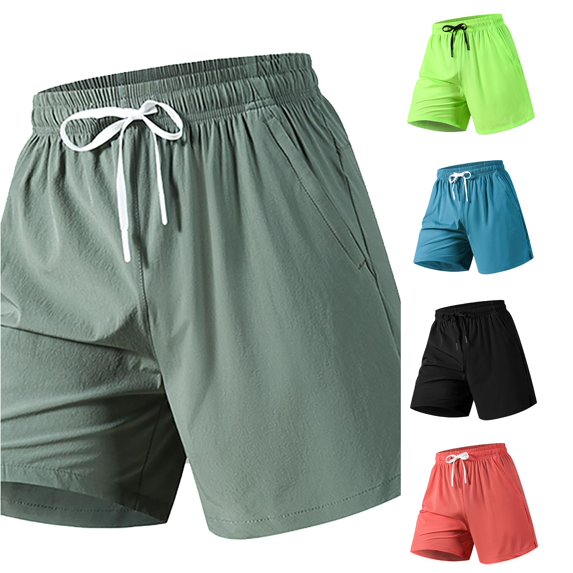 XFeng Men Athletic Shorts Elastic Drawstring Waist Quick Dry Side Split Casual Sports Shorts