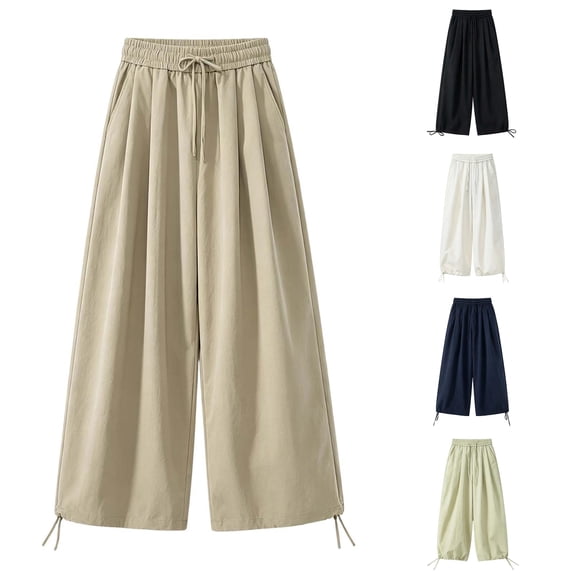 XFeng Men Drawstring Wide Leg Jogger Pants Convertible Trousers