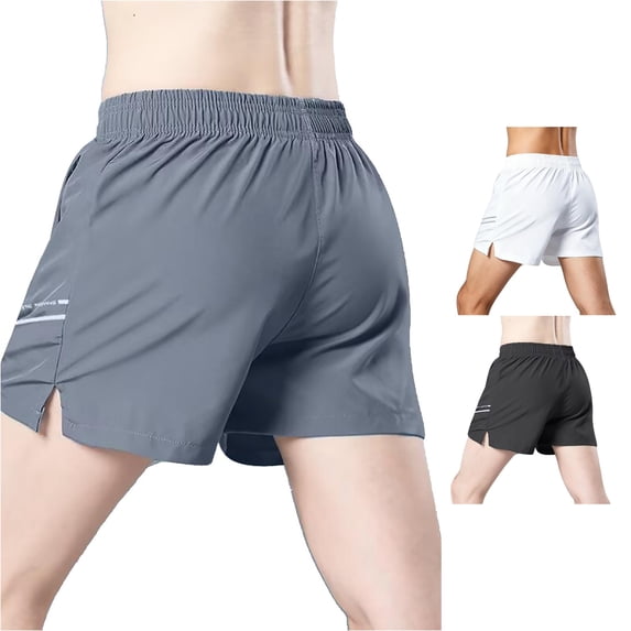 XFeng Men Quick Dry Athletic Shorts Elastic Waist Split‑Hem Running Workout Shorts