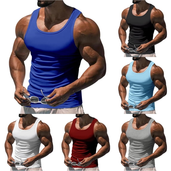 XFeng Men Ribbed Slim Fit Tank Top Athletic Sleeveless Muscle Vest