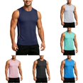 thumbnail image 1 of XFeng Men Round Neck Sleeveless Workout Tank Top, Side Split Quick Dry Athletic Muscle Tee, 1 of 4