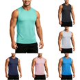 thumbnail image 1 of XFeng Men Round Neck Sleeveless Workout Tank Top, Side Split Quick Dry Athletic Muscle Tee, 1 of 4