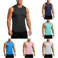 thumbnail image 1 of XFeng Men Round Neck Sleeveless Workout Tank Top, Side Split Quick Dry Athletic Muscle Tee, 1 of 4