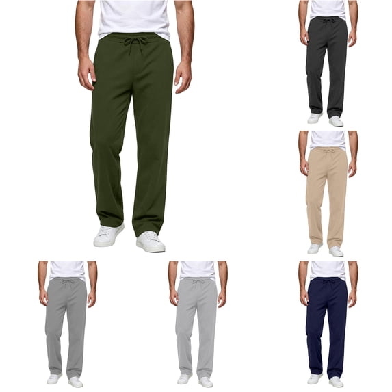 XFeng Men Straight Leg Sweatpants Drawstring Casual Pants