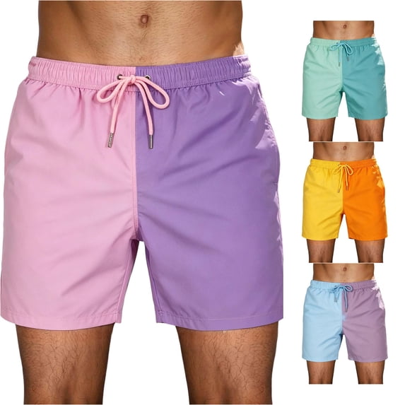 XFeng Men's 2 in 1 Swim Trunks, Print Board Shorts with Compression Liner, Quick Dry Beach Swim Shorts with Pockets