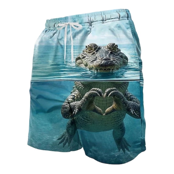 XFeng Men's 2 in 1 Swim Trunks, Print Board Shorts with Compression Liner, Quick Dry Beach Swim Shorts with Pockets
