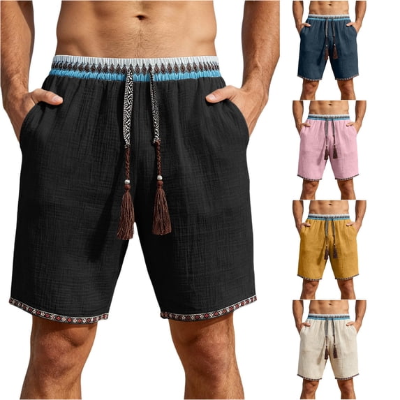 XFeng Men's 2 in 1 Swim Trunks, Print Board Shorts with Compression Liner, Quick Dry Beach Swim Shorts with Pockets