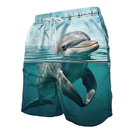 XFeng Men's 2 in 1 Swim Trunks, Print Board Shorts with Compression Liner, Quick Dry Beach Swim Shorts with Pockets