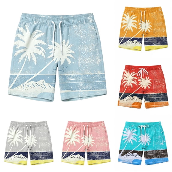 XFeng Men's 2 in 1 Swim Trunks, Print Board Shorts with Compression Liner, Quick Dry Beach Swim Shorts with Pockets