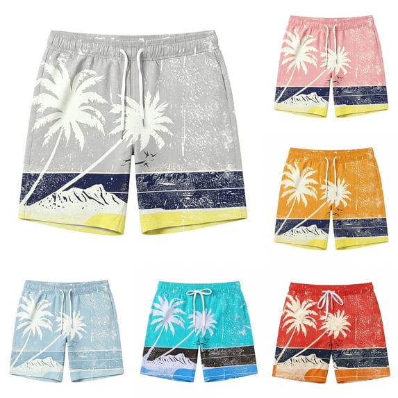 XFeng Men's 2 in 1 Swim Trunks, Print Board Shorts with Compression Liner, Quick Dry Beach Swim Shorts with Pockets