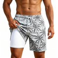 thumbnail image 1 of XFeng Men's 2 in 1 Swim Trunks, Print Board Shorts with Compression Liner, Quick Dry Beach Swim Shorts with Pockets, 1 of 4