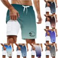 thumbnail image 1 of XFeng Men's 2 in 1 Swim Trunks, Print Board Shorts with Compression Liner, Quick Dry Beach Swim Shorts with Pockets, 1 of 4