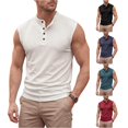 thumbnail image 1 of XFeng Men's Ribbed Sleeveless Henley Tank Top, Stand Collar Casual Muscle Shirt, 1 of 7