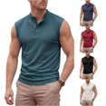 thumbnail image 1 of XFeng Men's Ribbed Sleeveless Henley Tank Top, Stand Collar Casual Muscle Shirt, 1 of 7
