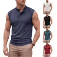 thumbnail image 1 of XFeng Men's Ribbed Sleeveless Henley Tank Top, Stand Collar Casual Muscle Shirt, 1 of 7