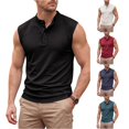 thumbnail image 1 of XFeng Men's Ribbed Sleeveless Henley Tank Top, Stand Collar Casual Muscle Shirt, 1 of 7