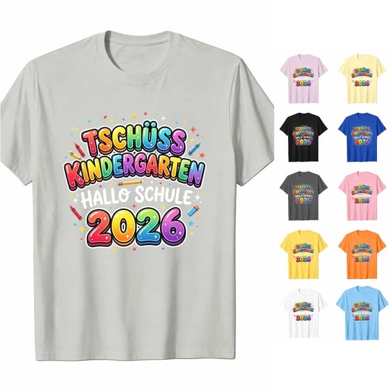 XFeng Schulkind 2026 Graphic T‑Shirt Kids Back to School Short Sleeve Tee